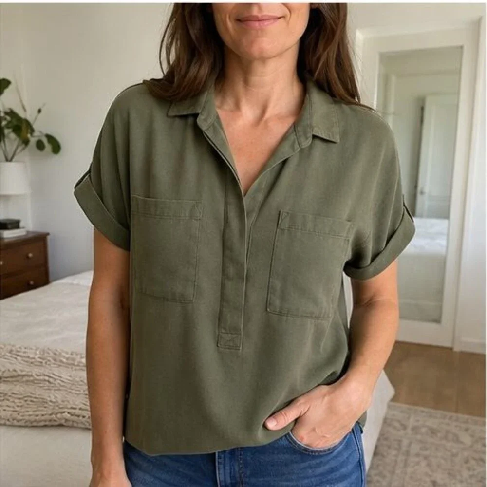 Charcoal V Neck Top